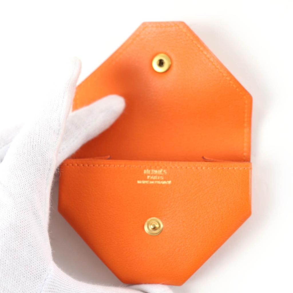 Excellent HERMES Coin case Le van Cator Orange Vogarribar Women Used