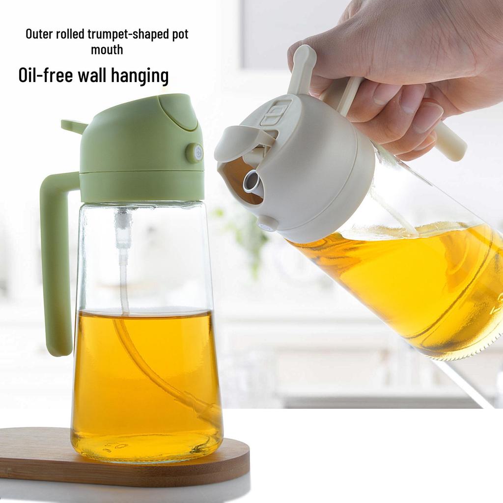 Dual-Use Glass Oil Bottle: Spray & Pour Soy Sauce, Vinegar, Seasoning Container - Large Capacity Kitchen Essential