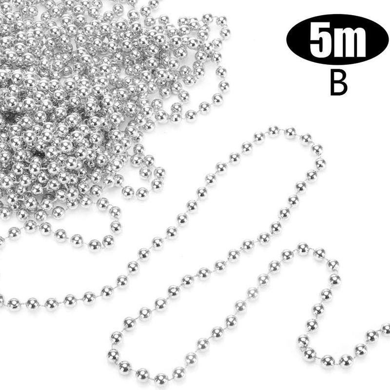 

Christmas Decoration Bead Chain Christmas Tree Beads Decorations Pearl Bead Chain Ornament Christmas Decorations For New Year 5m