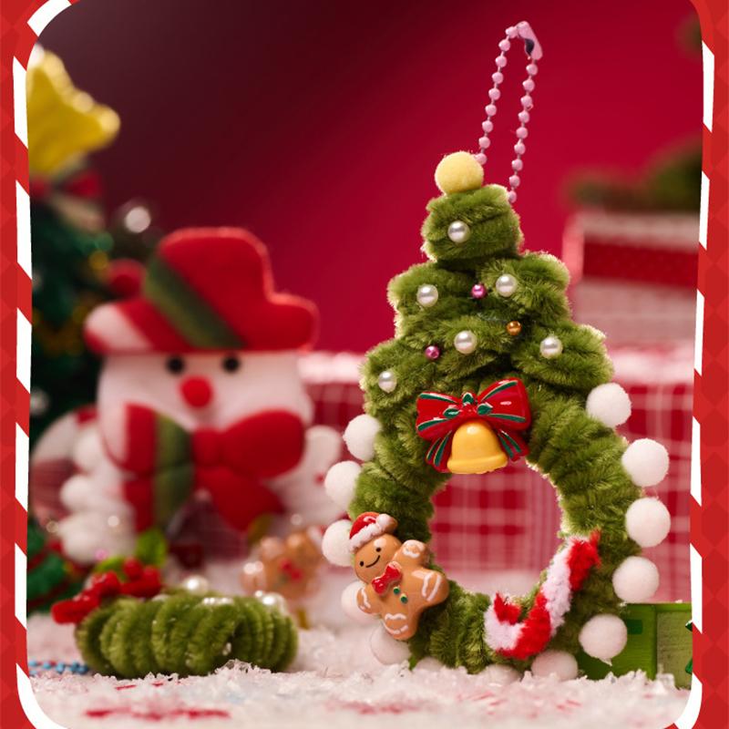 Christmas Pipe Cleaners Set 3D Felt Hanging Charms Christmas Tree Santa Clause Cute Hanging Ornaments for Tree Decorations