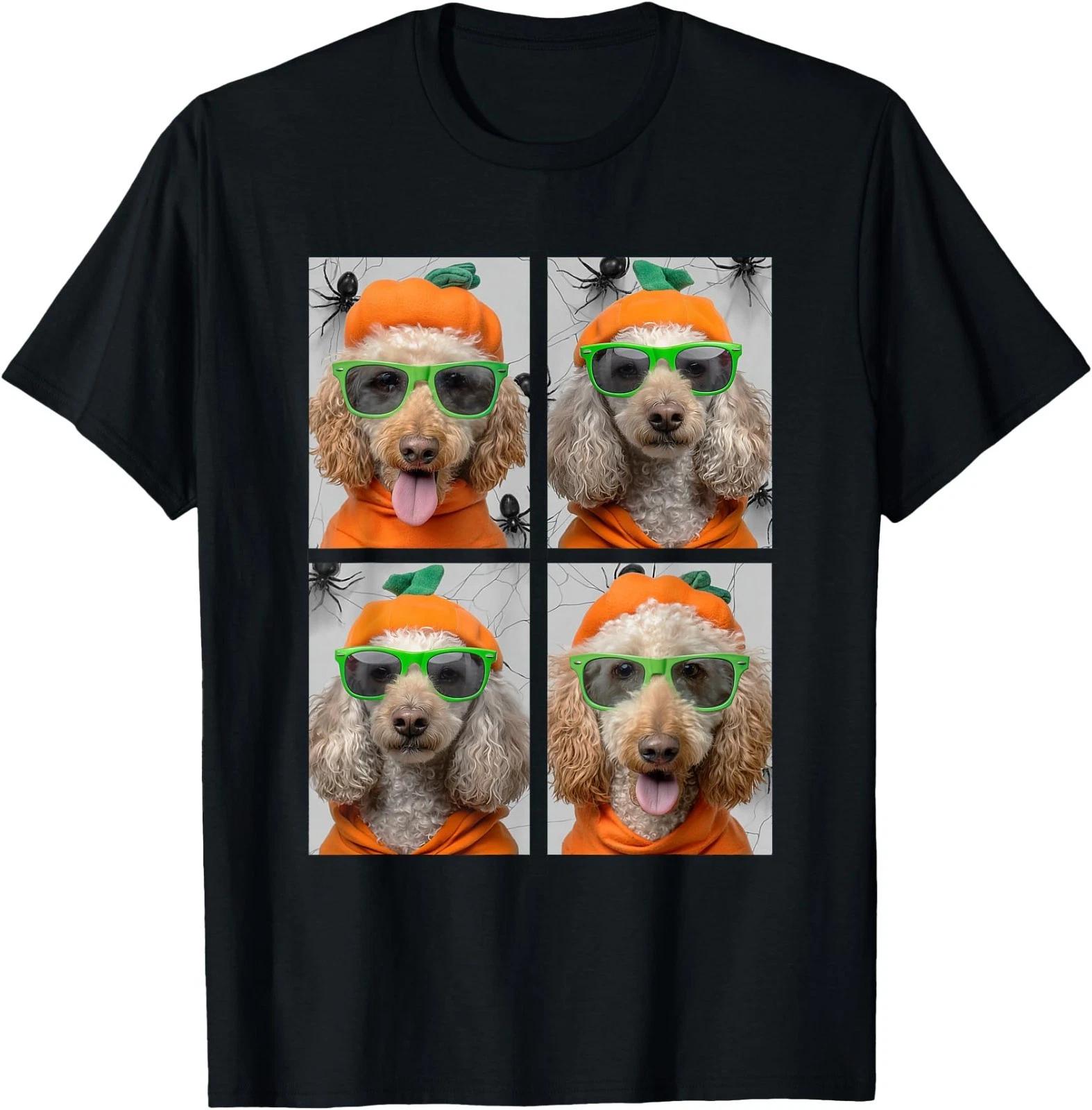 Cute Poodles with Sunglasses Pumpkin Costume Funny Halloween T-Shirt 2XL
