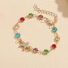 Fashion Colorful Zircon Starfish Pendant Necklace Bracelet for Women Luxury Gold Color Crystal Temperament Choker Zircon Gifts
