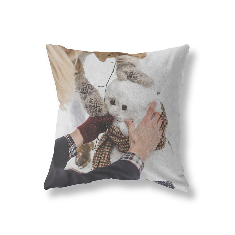 Cute Snowman Christmas Theme Printing Pattern Polyester Cushion Cover Home Living Room Sofa Decorative Pillow Pillow Cover