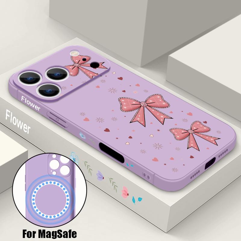 Lovely Bowknots Print Case For iPhone 17 Pro Max iPhone 16 15 14 13 Pro Max Magnetic For Magsafe Soft Silicone Phone Back Cover