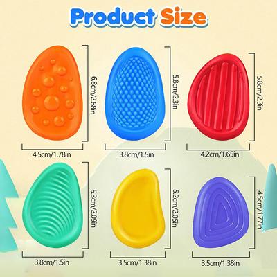 6Pcs Fidget Toys Sensory Stone Textured Silicone Worry Stone Social Emotional Feelings Toys For Special Needs Fidget Stress Toys