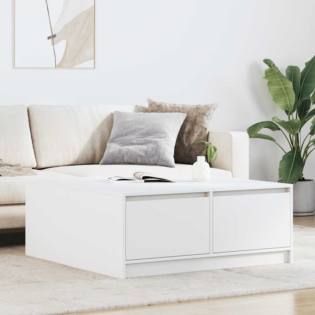 Coffee Table with Drawers White 100x100x40 Cm