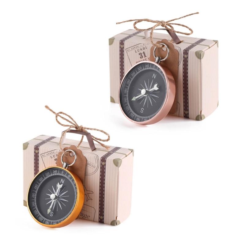 50x Compass Candy Box Valentines Day Candy Packaging Box for Wedding Sweets Packing-Box Ceremony Supplies Gold/Rose-Gold