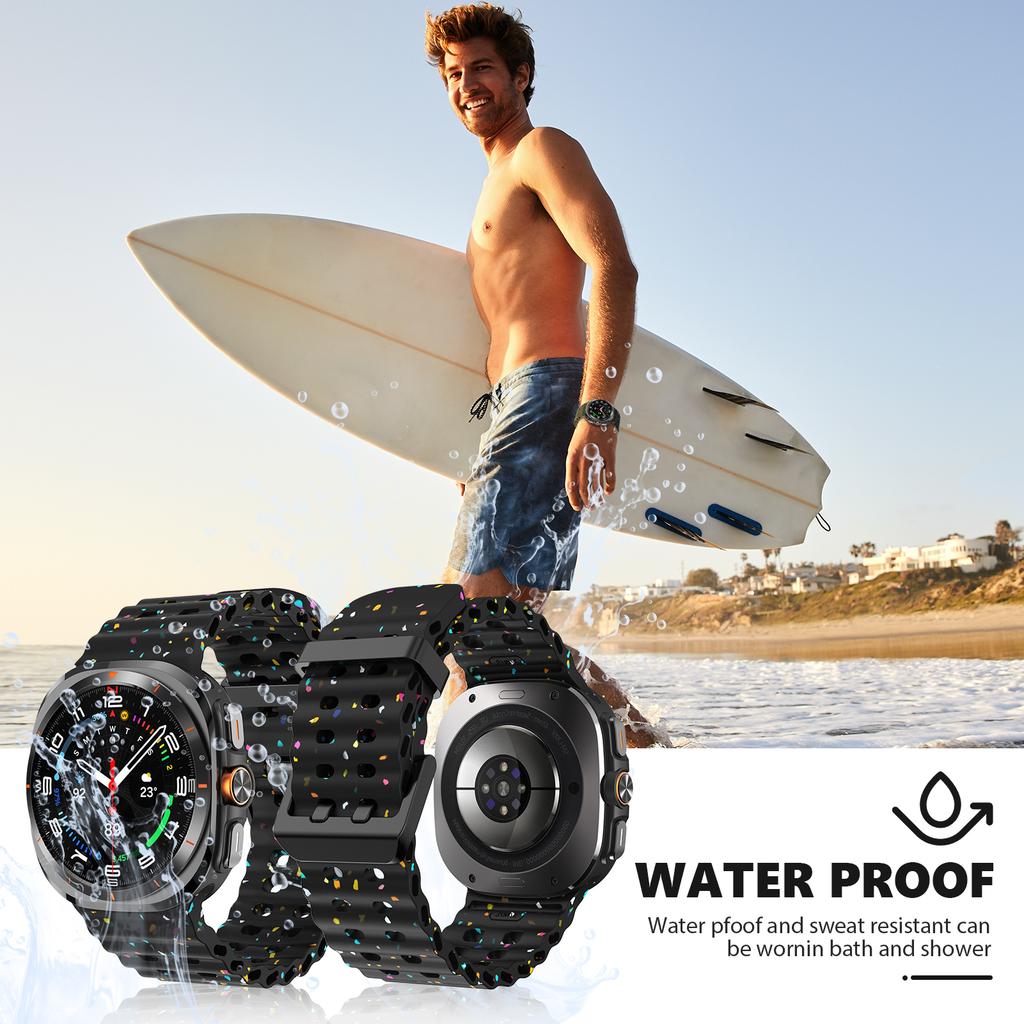 Original Marine Strap for Samsung Galaxy watch Ultra 47mm Accessories Silicone Sport Bracelet Correa Galaxy watch 7 Ultra Band