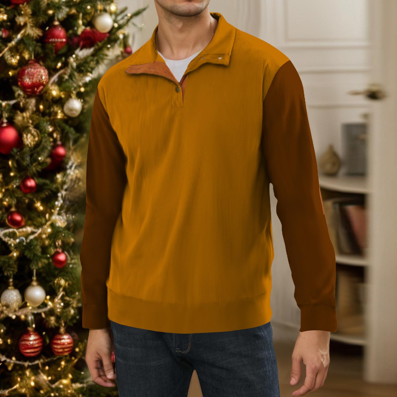 

3-Button - Мужская толстовка с воротником-стойкой, повседневная толстовка с капюшоном и пряжкой XXL оранжевый