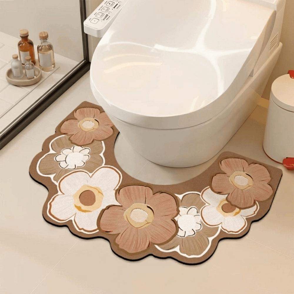 Quick Drying Toilet Mat Water Absorbing U-shaped Floor Mat Beautiful Door Mat Carpet Toilet Room