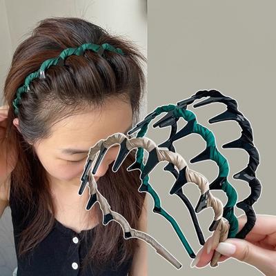 Koreanische Damen Haarkamm Rutschfestes Stirnband Kunststoff U-Form Haarreifen Feste Zähne Stoff Top Haarbänder Kopfschmuck Accessoires Geschenke
