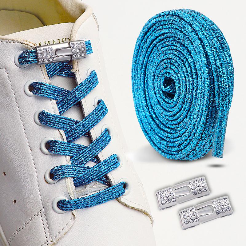 New Diamond Lock Shoelaces Without Ties No Tie Shoe Laces Elastic Laces Sneakers Colorful Glitter Flat Shoelace Shoe Accessories