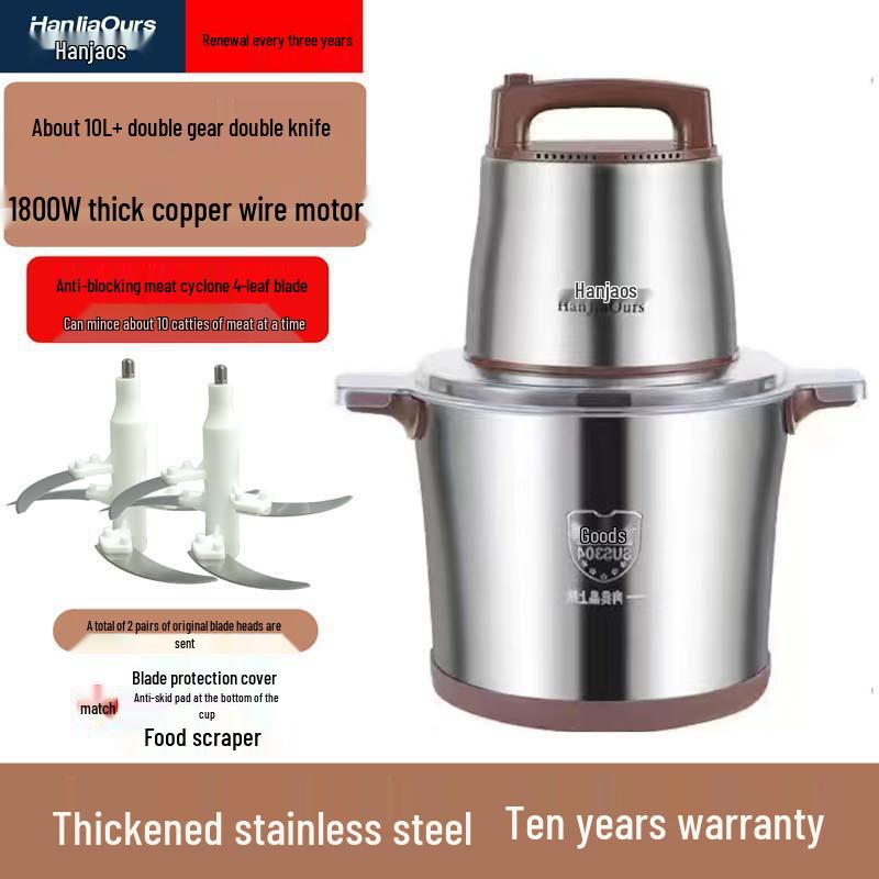 High-Power Multi-Functional Meat Grinder & Food Processor for Dough, Chili, Garlic, and Ginger