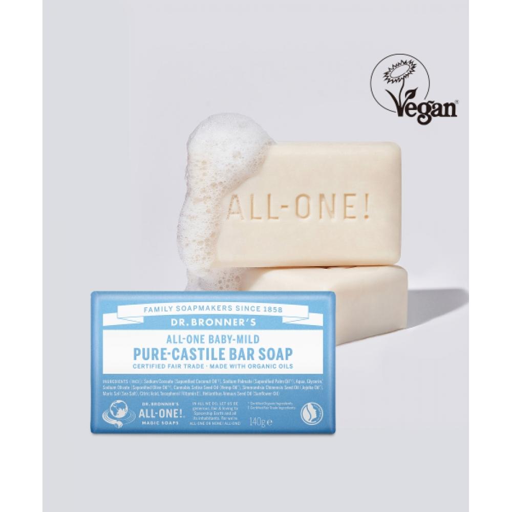 

Dr.bronner S [2pack] Baby Mild Pure caStile Bar Soap 140g Baby 140g+green tea 140g