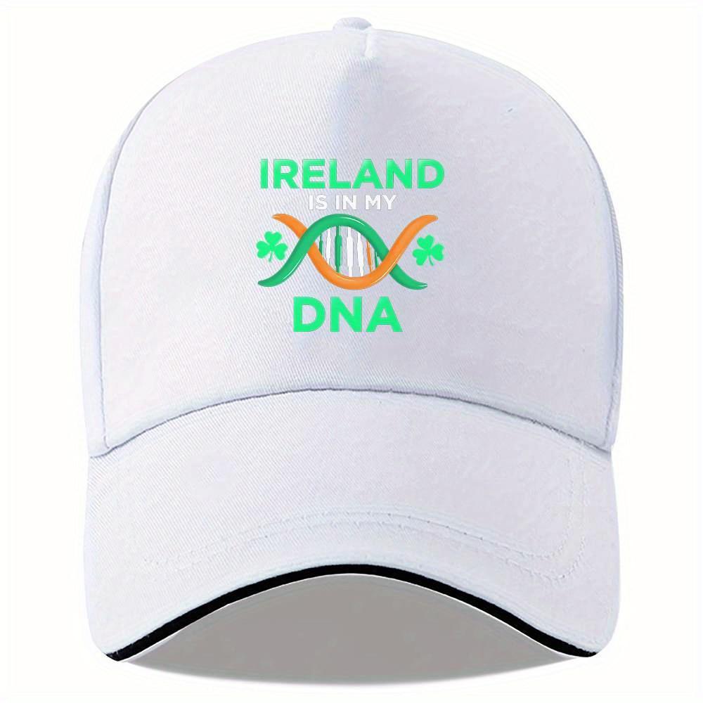 

Ireland Is In My DNA Shamrock Baseball Cap Adjustable Polyester Casual Hat for Men Women One Size