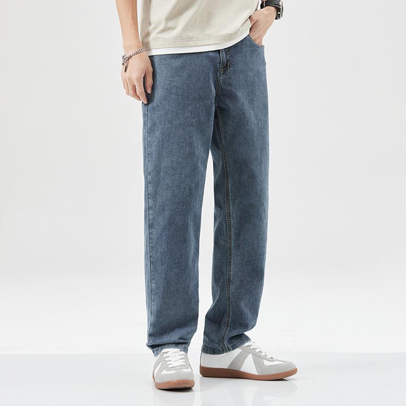 Tynde jeans herre lige ben sommer populære lyse farver afslappede løse trend koreansk stil alsidige bukser til mænd