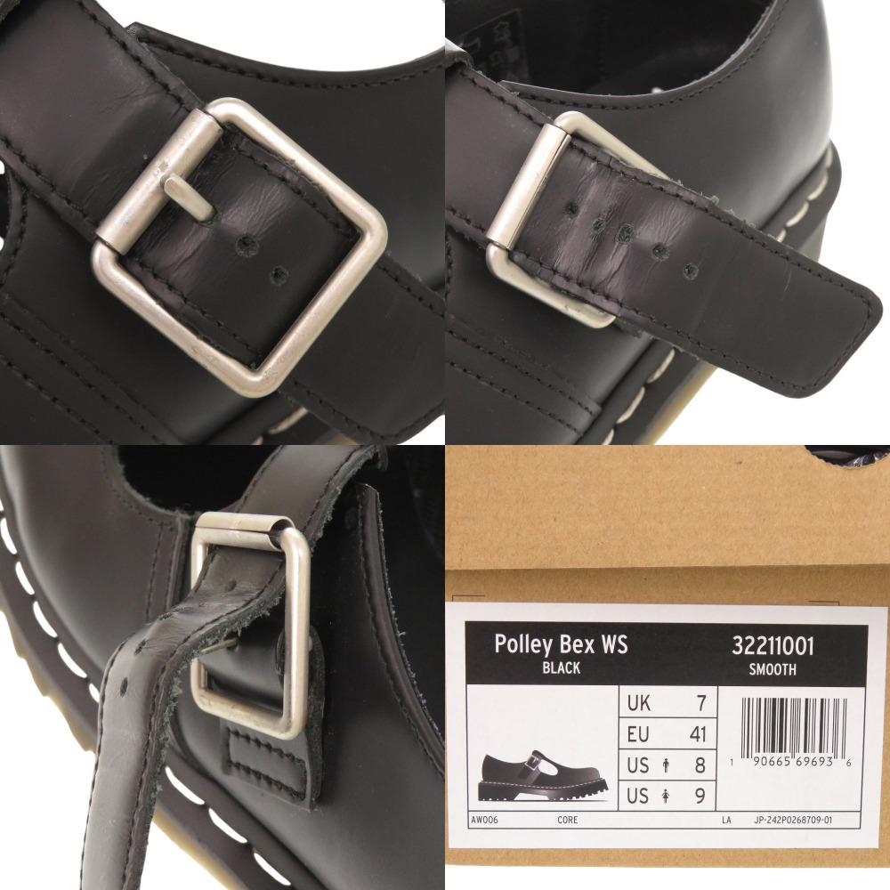Used AUTHENTIC Dr.Martens POLLEY BEX White Stitch T-BarLeather Shoes Black Leather