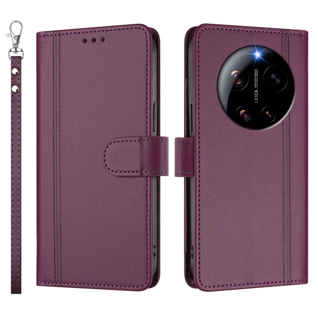 Slim Flip Wallet Case for Xiaomi 17 15 14 Ultra 17 Pro Max 17T 15T 14T Pro Magnetic Clasp Kickstand Shockproof Protection Cover