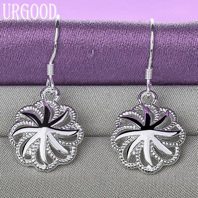 Ohrringe aus 925er-Sterlingsilber mit rundem Windmühlenmuster, Schmuck