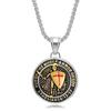New Vintage Jewelry, Titanium Steel Gold-plated Epoxy Western Medieval Templar Pendant Necklace