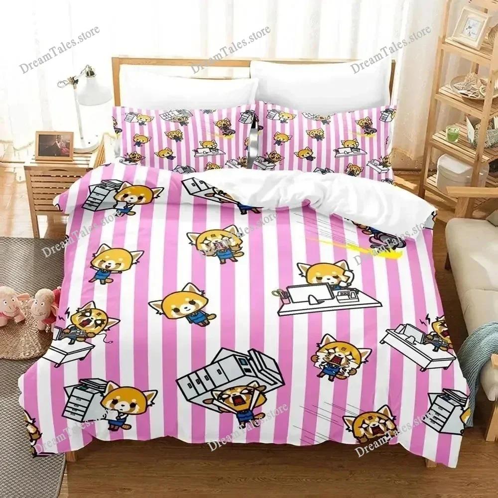 Home Textile Cartoons Aggretsukos Cover Duvet Cover Pillow Case Boy Girl Polyester Bedding Set King Queen Twin Size Luxury Gift