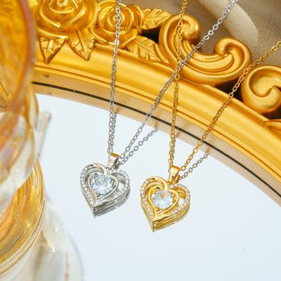 Popular Zircon Heart Necklace Fashionable and Versatile Clavicle Chain