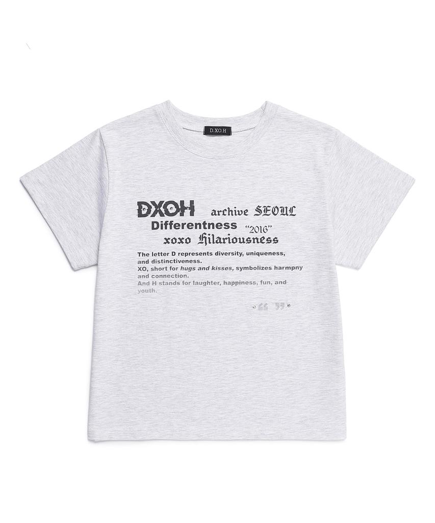 D.XO.H Text Slogan T-Shirt White Melange