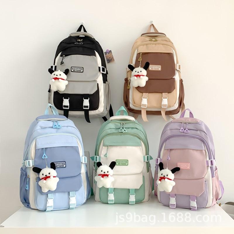 Schoolbag New Female Campus Style Male and Female Middle School Students Schoolbag Large Capacity Backpack Korean Version Contrasting Color