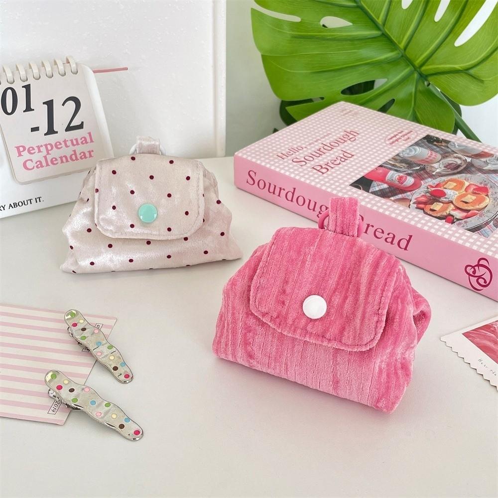 New Multi-purpose Mini Makeup Pouch Portable Lightweight Coin Purse Snap Button Design Key Storage Bag Korean Style