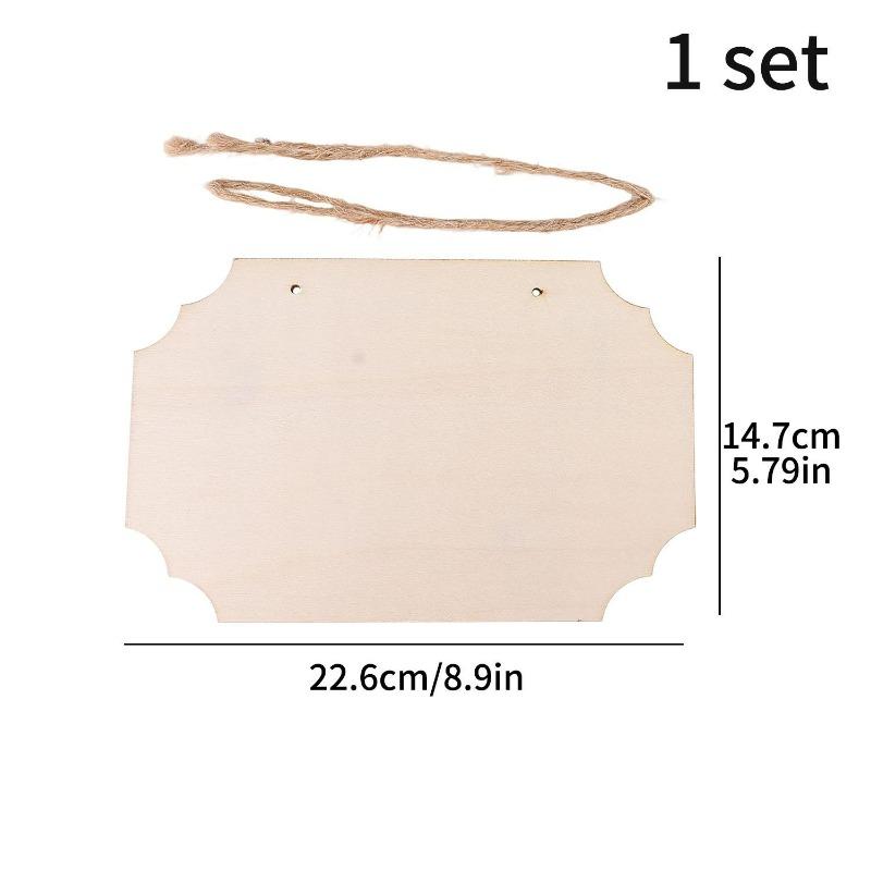 Unfinished Wood Boards Blank Wood Signs with Hanging Ropes Door Hanger DIY Wooden Sign Paintings Art Carving Crafts Wood Chips