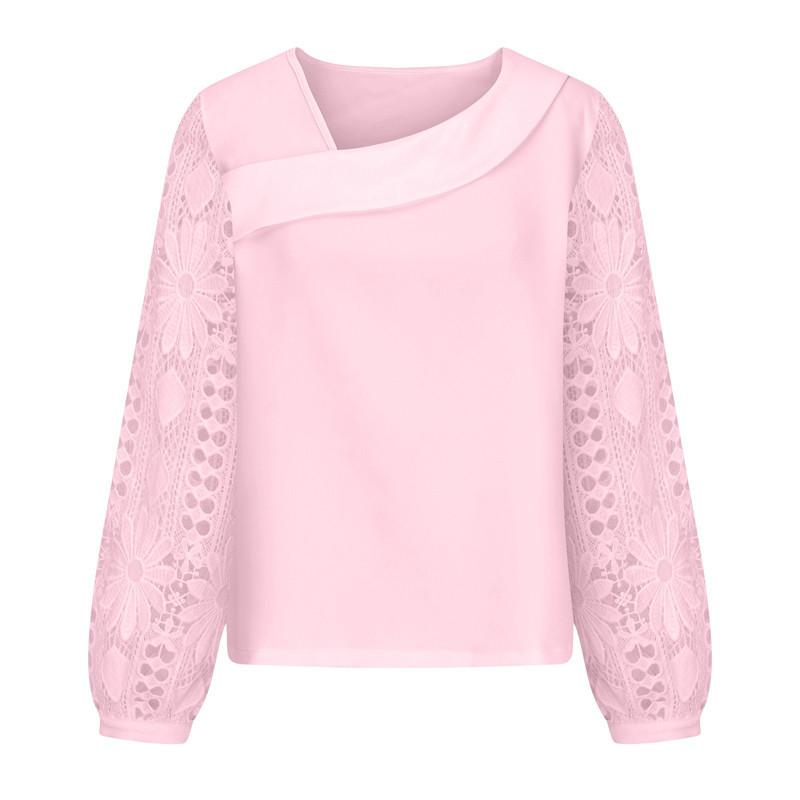 Jarní a podzimní dámská móda elegantní krajkový sestřih pletený peplum top
