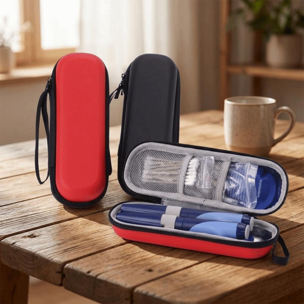 PU Insulin Cooling Bag Solid Color Dust-proof Insulin Storage Bag Wear-resistant Waterproof Carry-on Pill Protector for Home