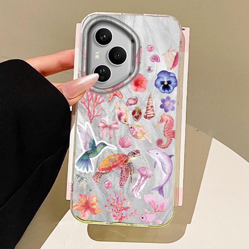 

Чехол для телефона с морскими животными и цветами для Honor 400 200 90 Smart Pro Magic7 6 5 70 Lite X9a X9c X9b X8b X8a X8c X7c X6c X6b X6c Honor X8a 4G белый