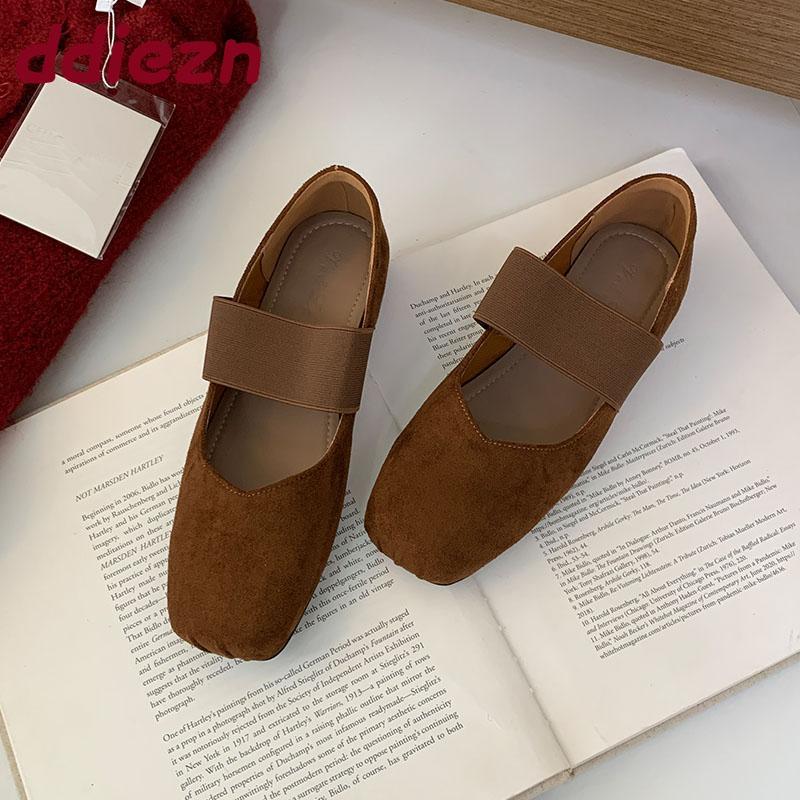 Fashion Fashion Elastic Band Ladies Mary Janes Flats Shoes Casual Female Square Toe Footwear Shallow Women Flats Slip On Shoes