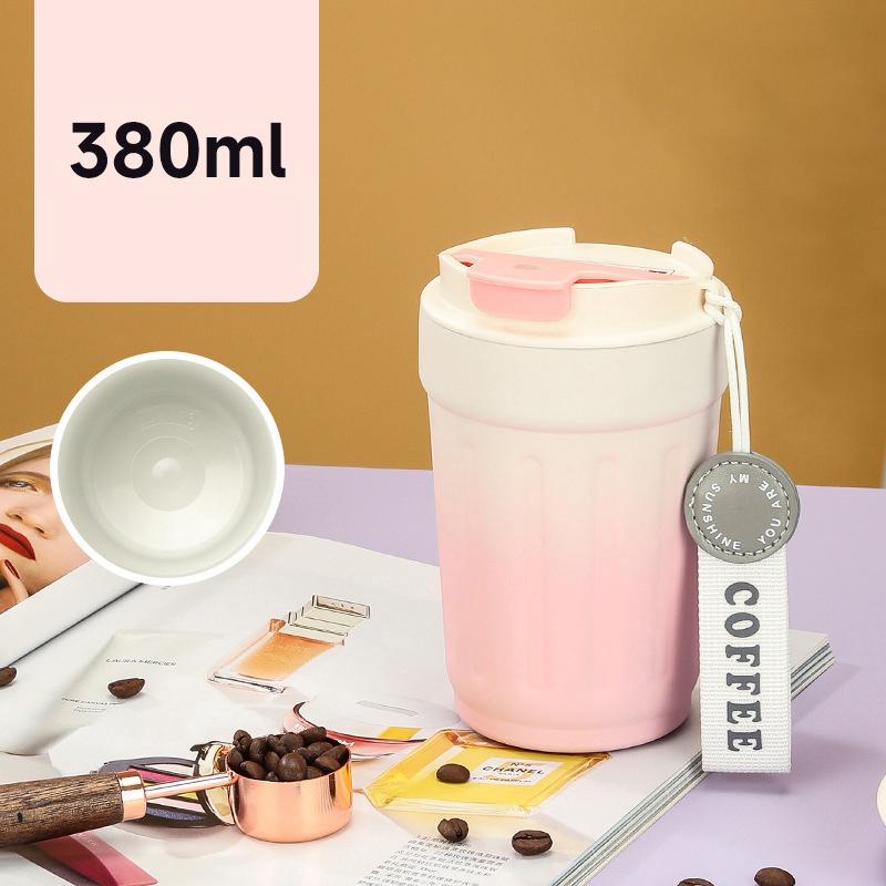 MeyJig Stainless Steel Thermos Bottle Ceramic Coffee Mug Leak-Proof Vacuum Flask Cold Brew Coffee Cup