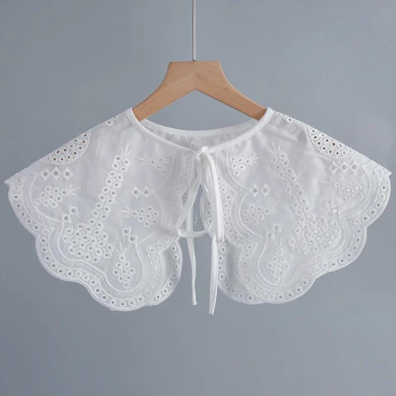 

Винтажный воротник для девочек, поддельный воротник для женщин, вышитая рубашка с большим лацканом, съемный воротник, блузка, топы, воротник-плащ, аксессуары для одежды