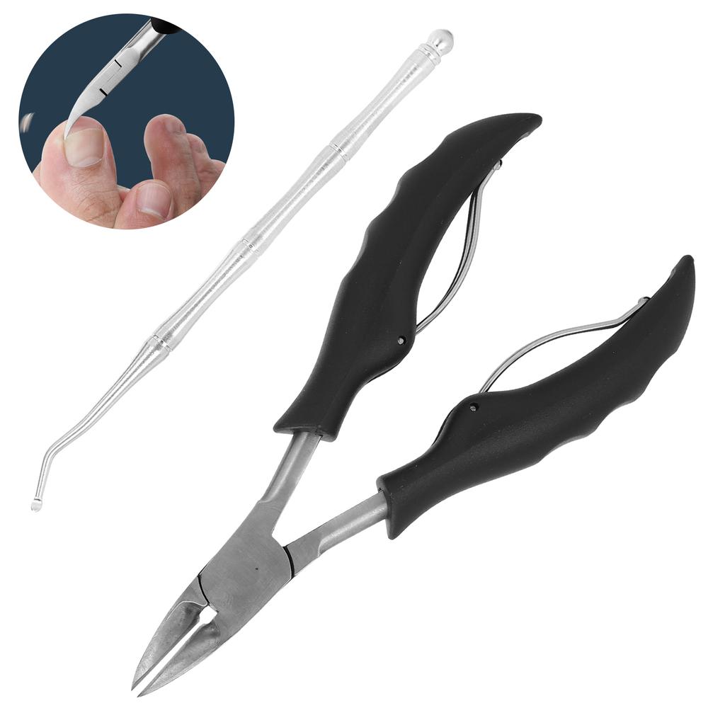 2pcs Stainless Steel Nail Clipper Set Professional Curved Blade Toenail Clippers