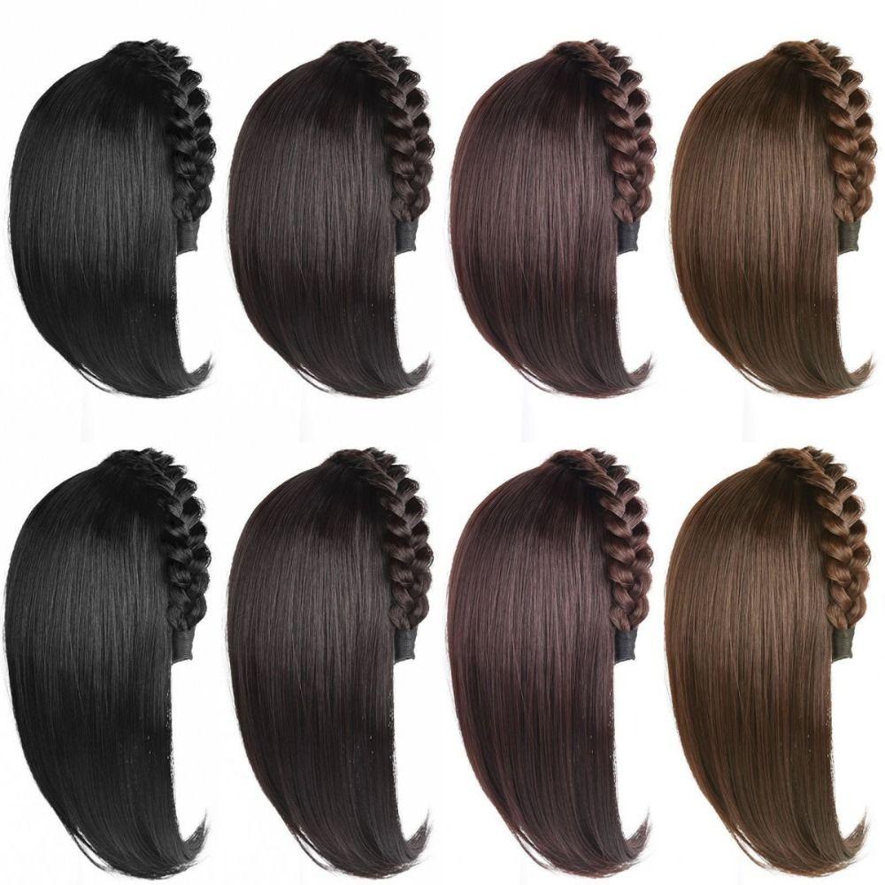 Clip In Half Headband Wig Hair Hoop Wig Replacement Block Twist Braided Fishbone Hairpiece  Party