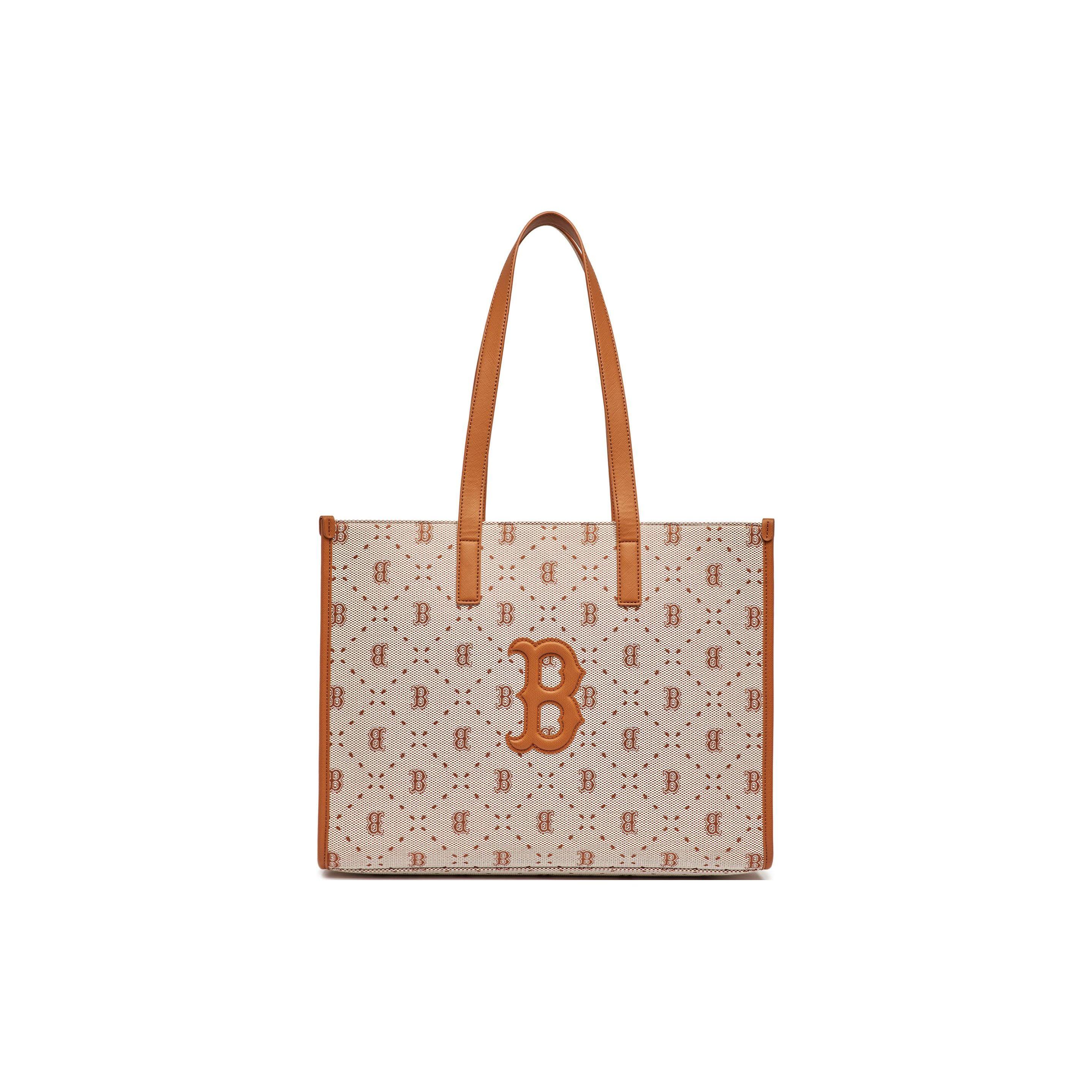 

MLB Boston Red Sox Large Capacity Vintage Logo Print Polyester Tote Bag Women Tote Bags Brown 3AORL013N-43BRS Brown