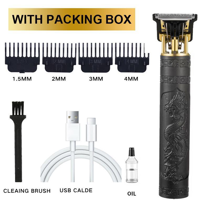 

T9 High-Power Electric Hair Clipper for Professionals – Long Battery Life, Ideal for Barbershop or Home Use, Men s Slicked-Back Style.