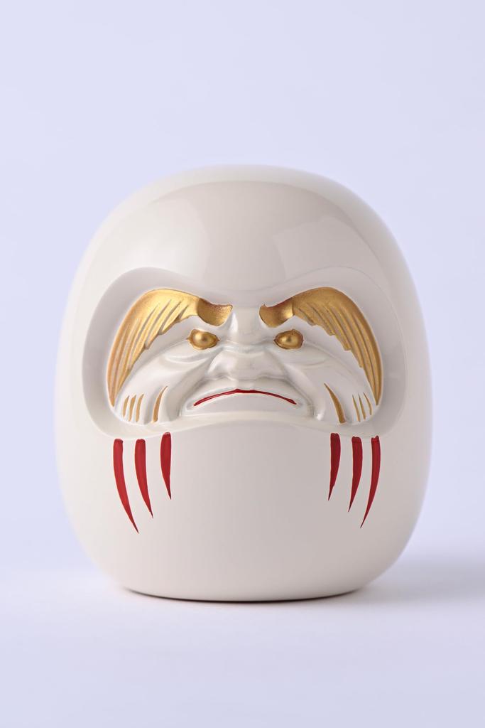 Gin-Yado White Daruma Figurine by Engaku Daishi, Takaoka Bronzeware (Daruma WH)