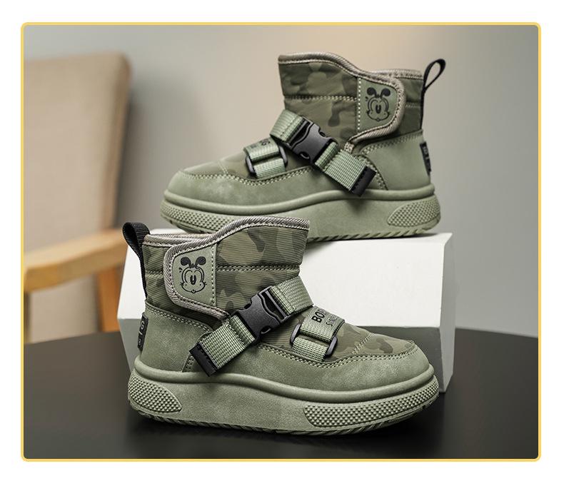 Bobdog High-Top Velvet Winter Snow Boots for Boys - Warm, Casual Children's Cotton Boots