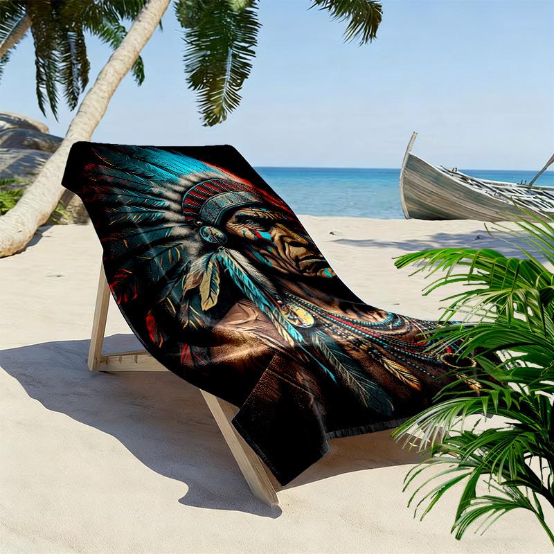 Native Americans 2D Flat Print Beach Towel, Large Soft Quick Dry Towel for Beach Camping SwimmingDSTJ0925537