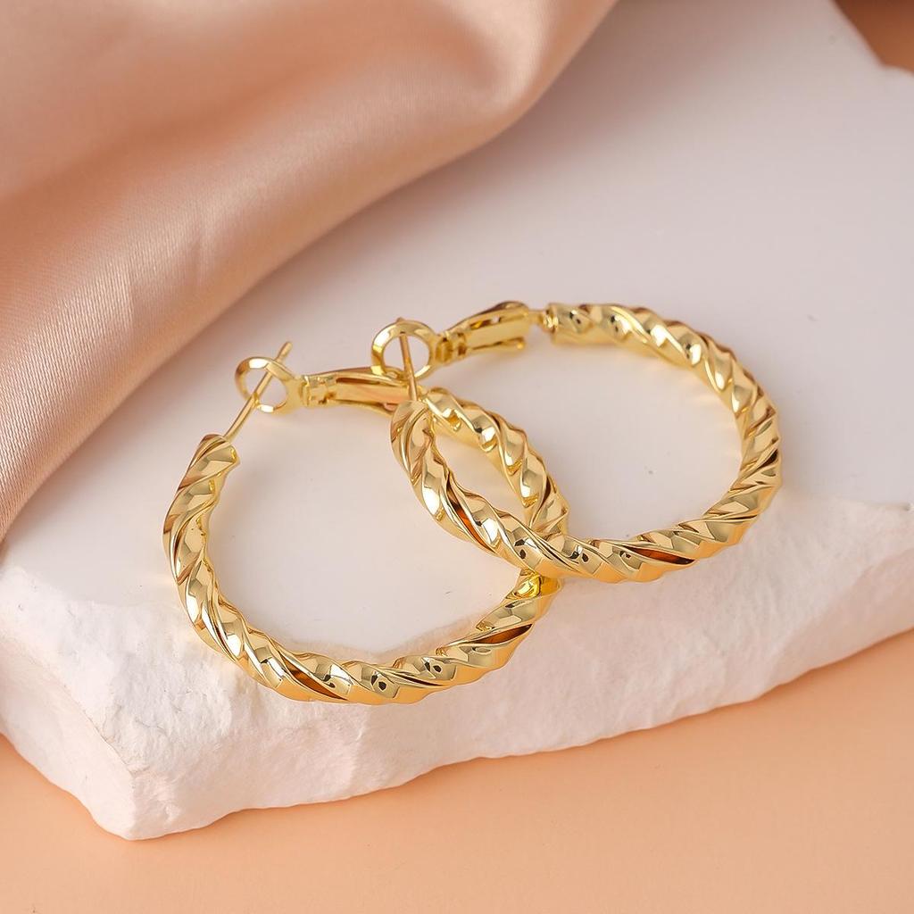 Huazi Style Zircon Stud Earrings for Women - Gold-Plated, Non-Fading Luxury Jewelry