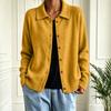 Women's Color Knit Cardigan Sweater with Long Sleeve and Button Lapel