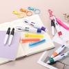 PATIKIL 3pcs Mini Highlighter Badge Reel Pen Highlighter Oil Marker Pen for Badges Retractable Tip Ballpoint Pen with Keychain Clip for Office