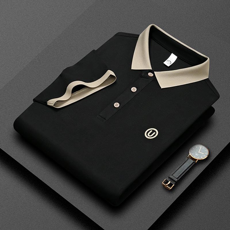Short Sleeve T-Shirt Men'S Business Casual Letter Embroidered Lapel Polo Shirt Men'S Half Sleeve Top