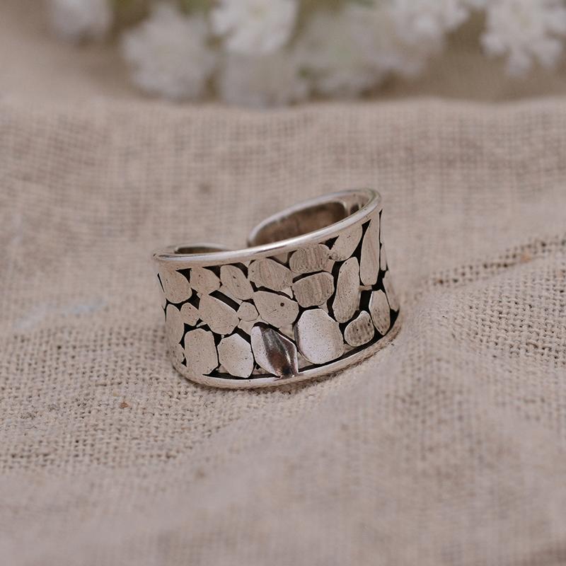 Hot Sell Fashion Irregular Design Thai Silver Female Open Ring Cheap Gift For Girl Student Never Fade