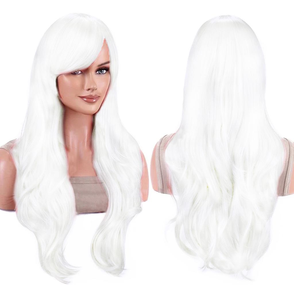Parrucche Colorate Sintetiche Ondulate per Cosplay Lunghe 70cm con Frangia Parrucca Costume per Donne