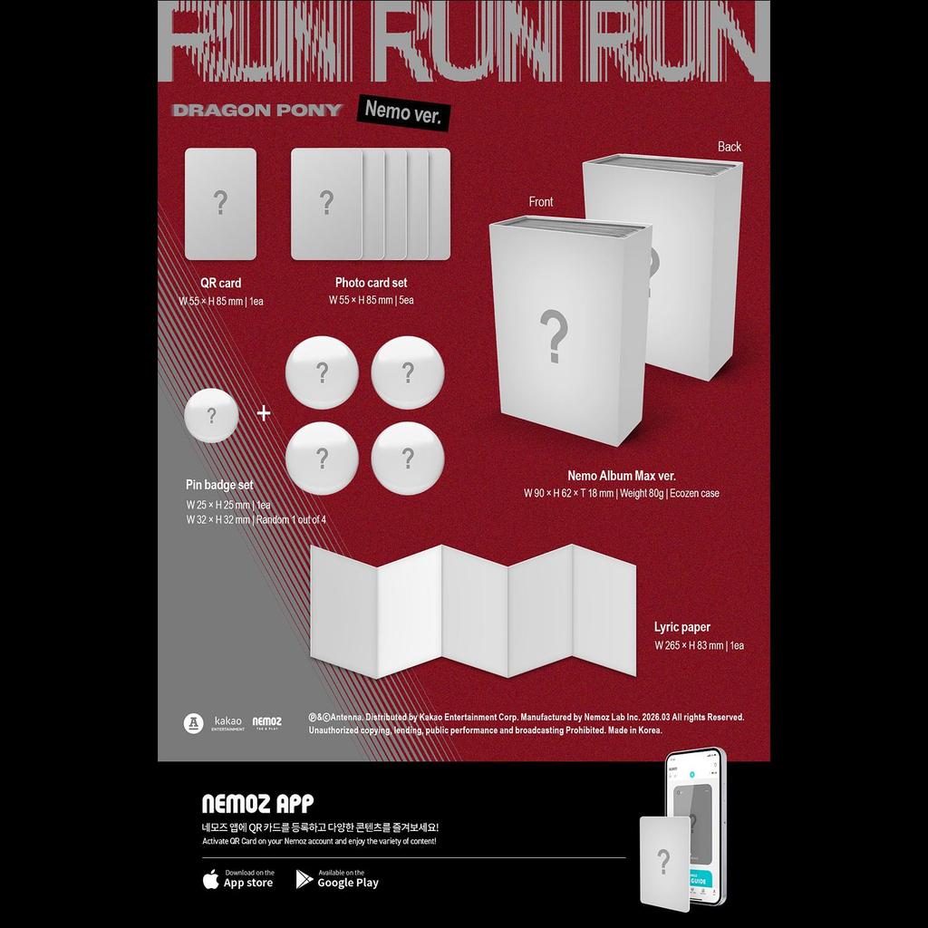 Dragon Pony [RUN RUN RUN] ] EP Album (NEMO ALBUM) + Free Gift